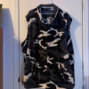 Men's King Size Black/White Camouflage Full Zip Vest Size 4XLB